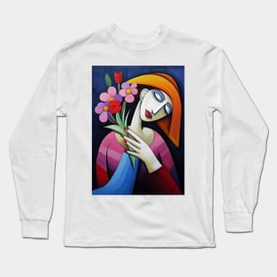 Lady With Flowers Long Sleeve T-Shirt